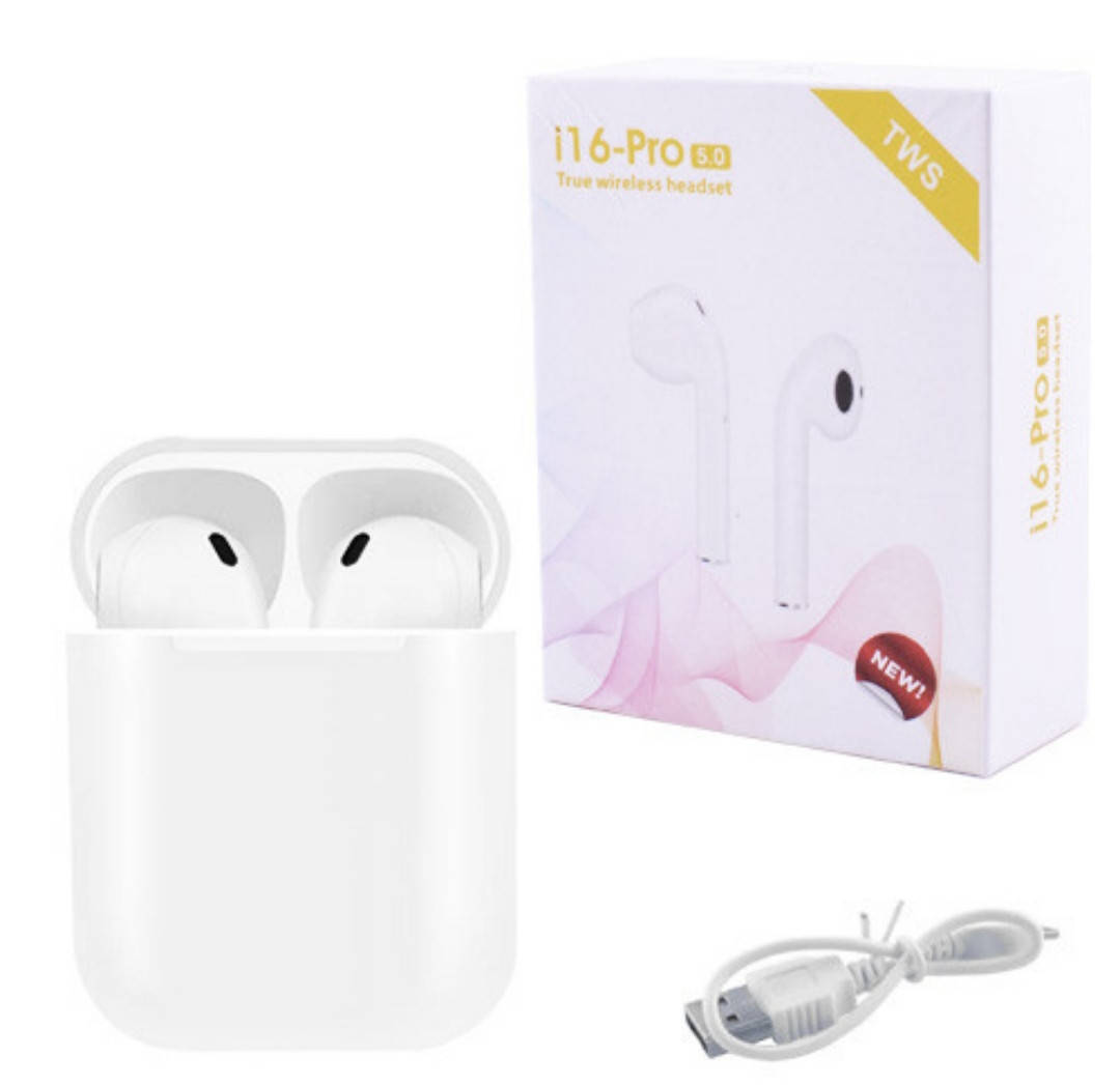 

Беспроводные наушники TWS i16 Pro Bluetooth V5.0 с зарядным кейсом, Белый