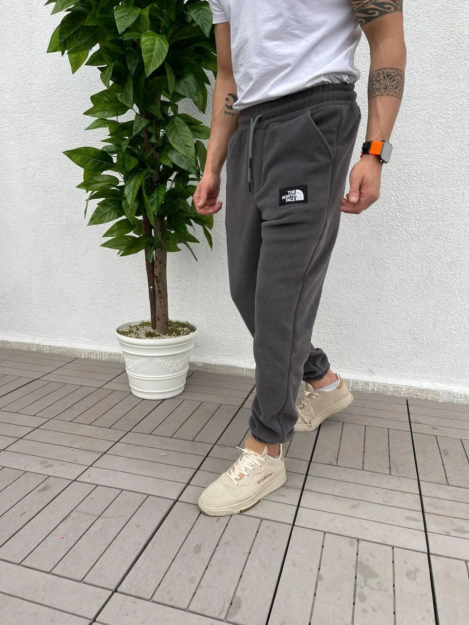 

Флисовые спортивные мужские теплые штаны ТНФ(The North Face) в Сером Цвете, Серый