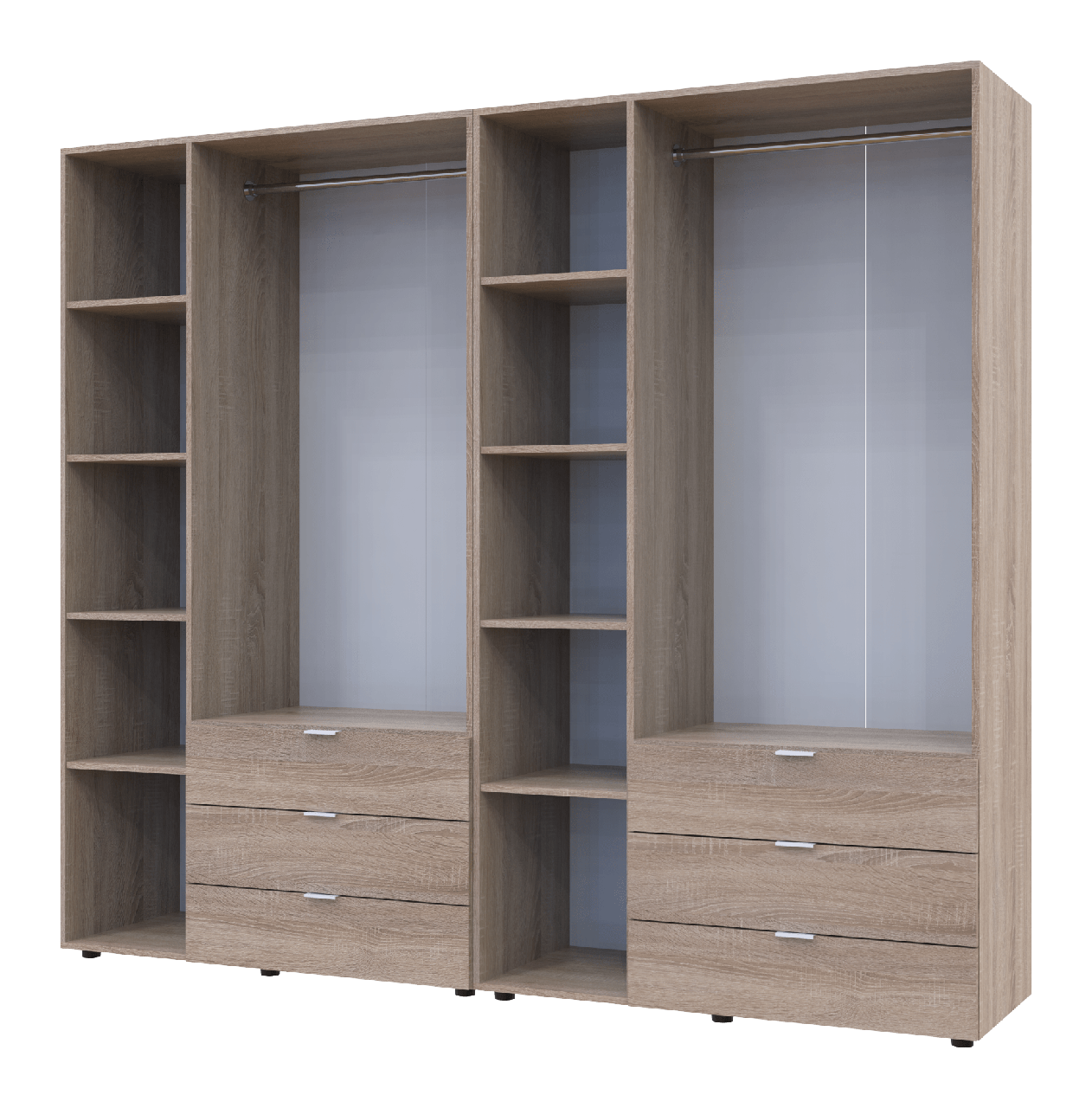 Розпашна Шафа для одягу Doros Гелар комплект Cонома 3+3 ДСП 232,4х49,5х203,4 (42002125) 3