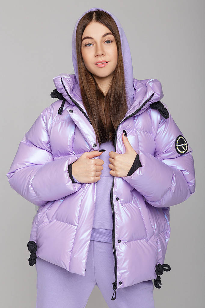 

Куртка зимняя пуховик на девочку подростка лаванда, Лавандовый