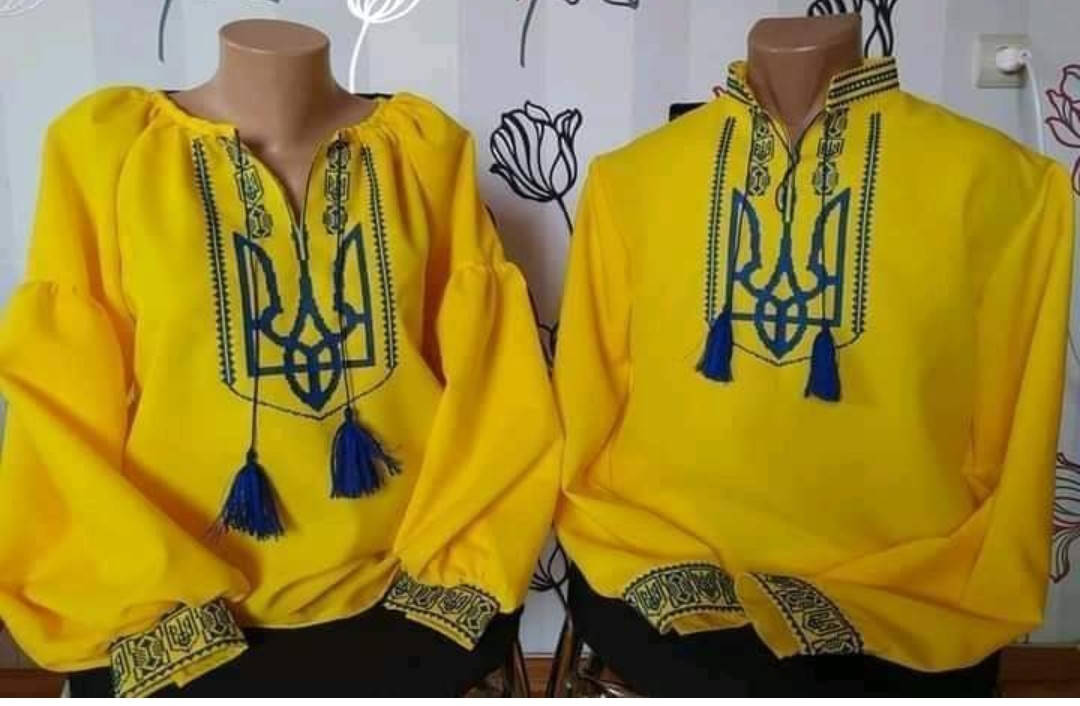 

Чоловіча льняна вишиванка з гербом "Тризубець"