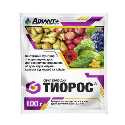 

Фунгицид-акарацид Тиорос/ Тиовит Джет (100 г) — защита яблони, груши, винограда