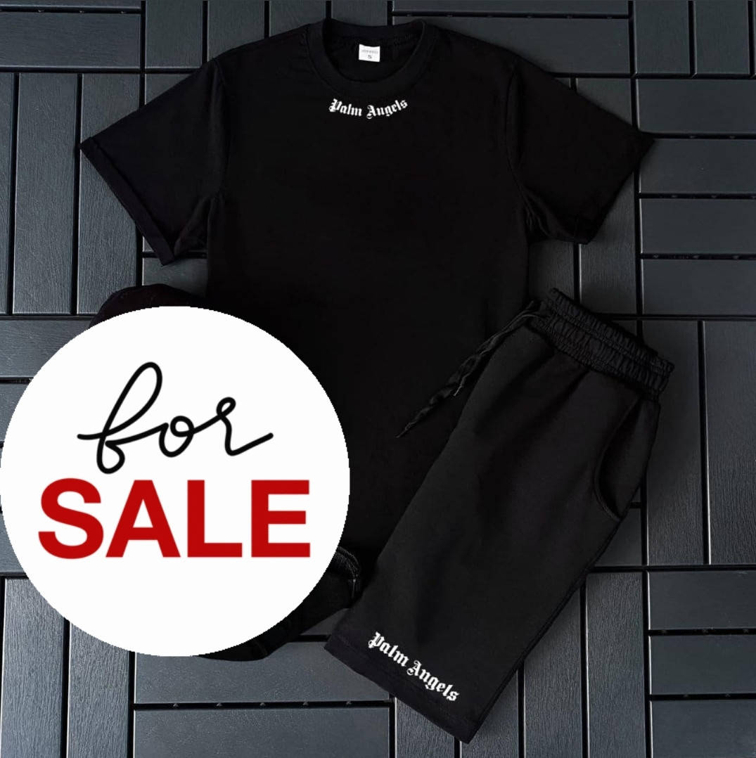 

Футболка и Шорты Palm Angels в Черном Цвете | Черный Базовый Мужской Летний Комплект Палм Ангелс 2в1