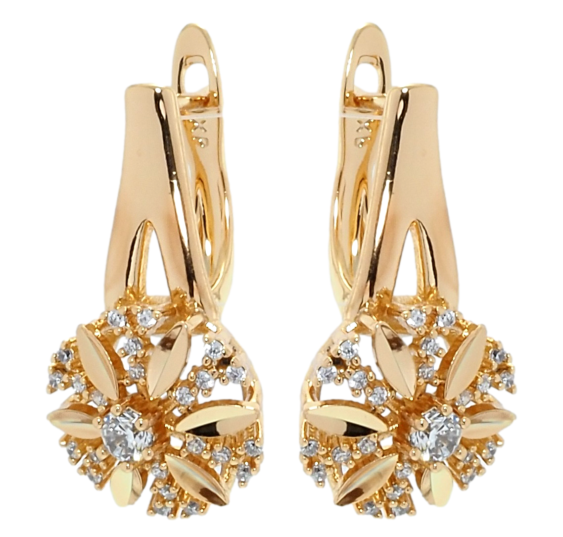 

Серьги Xuping Позолота 18K английский замок "Цветочки с цирконием"