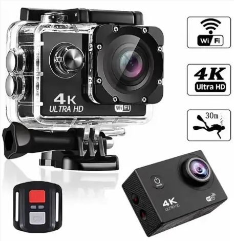 

Экшн камера с пультом 4K Full HD Wi Fi с Аква боксом профессиональна Black, Черный