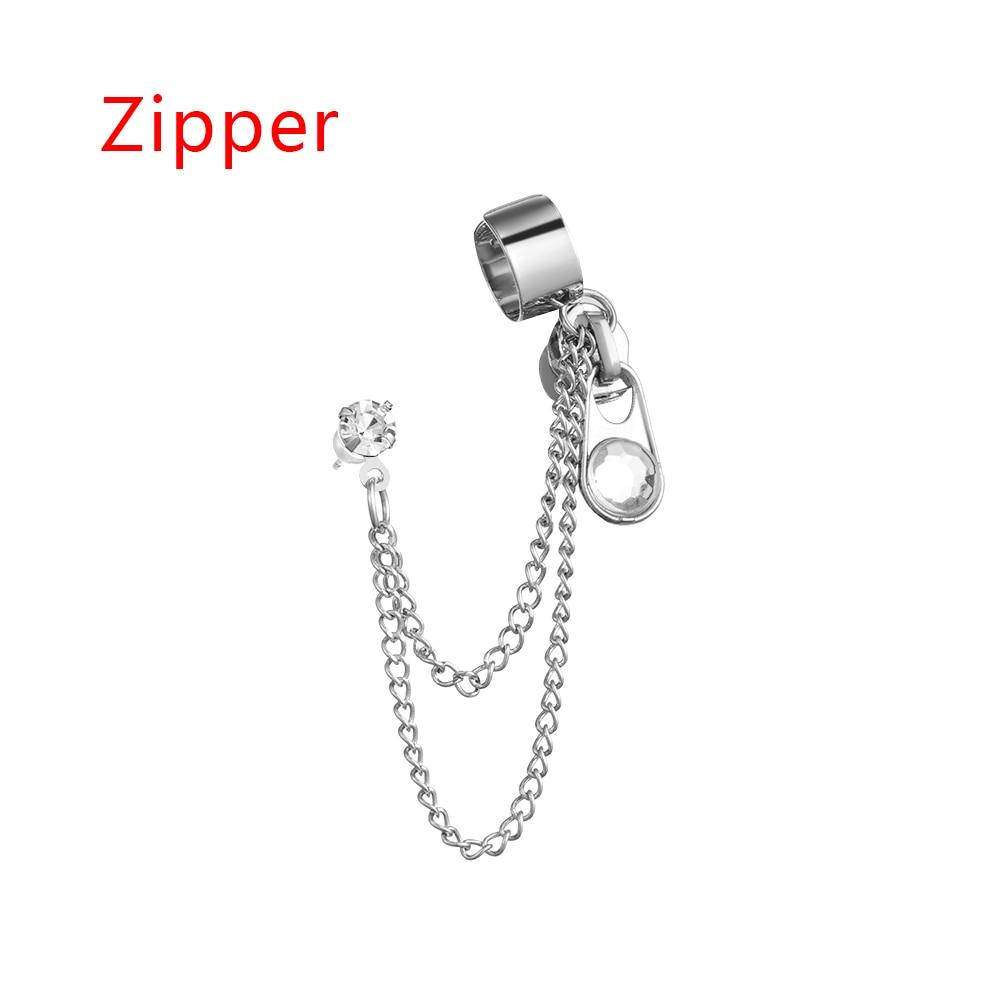 

Срібляста серьга каф з вверхнім кліпом і з підвіскою вигляді застібки