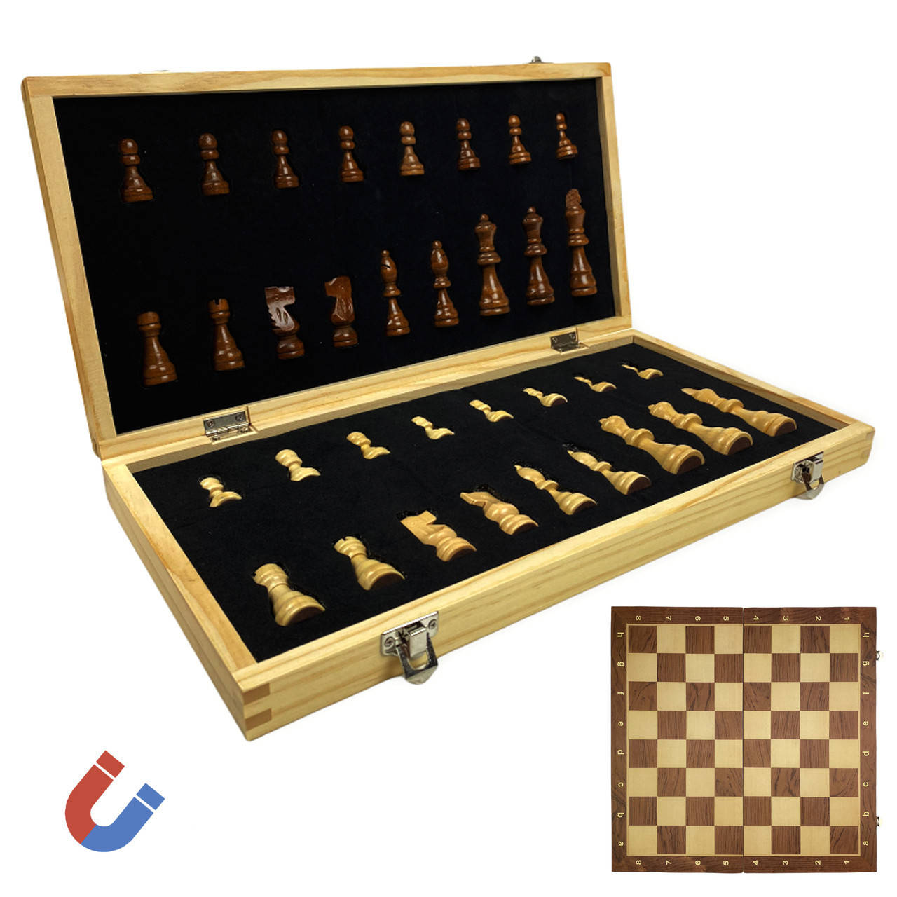 

Шахматы классические с магнитом из дерева (39см x 39см) подойдут на подарок