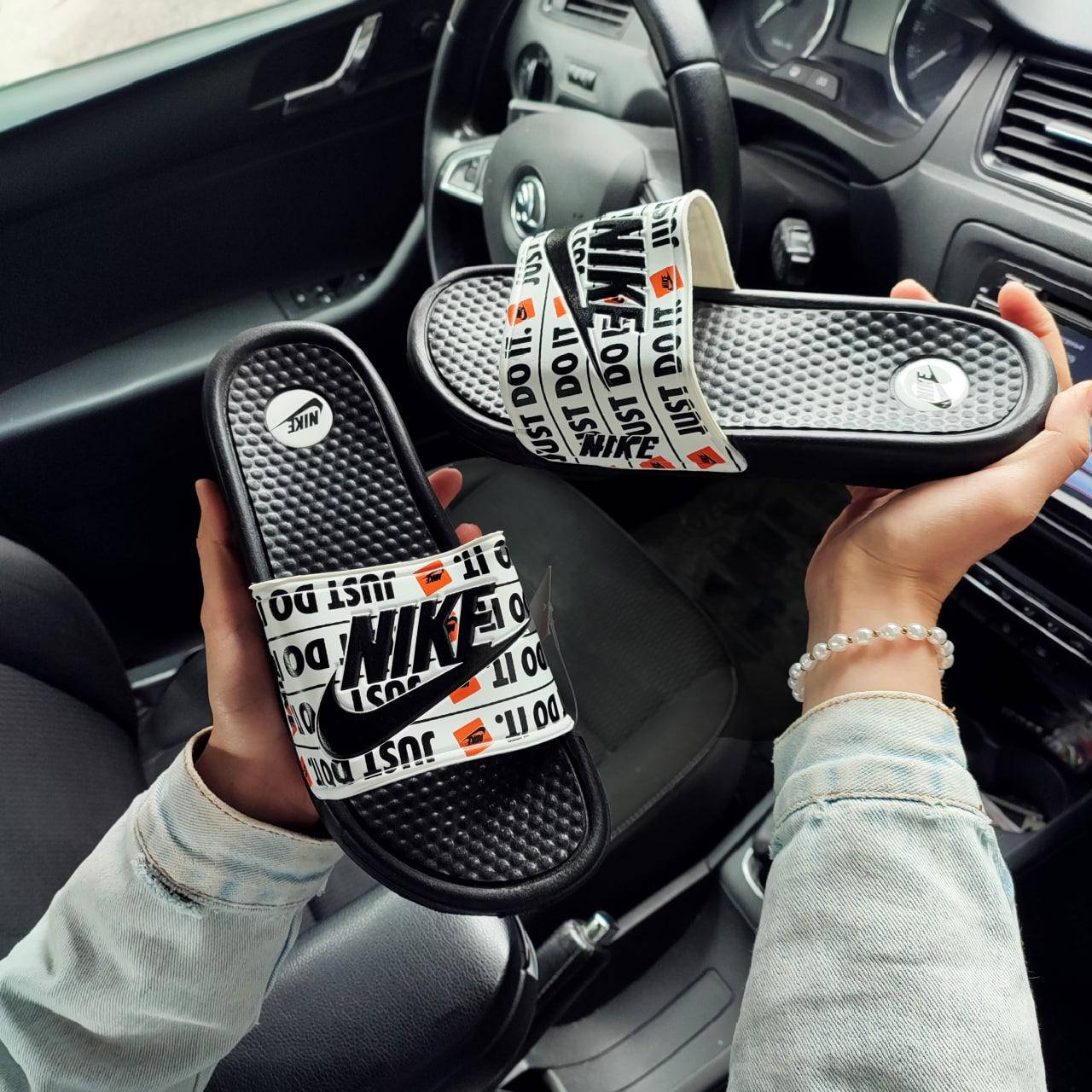 

Мужские шлепанцы Nike Just do it balck черные шлепки Найк тапочки летние тапки, Черный