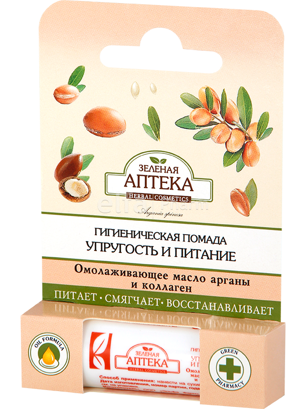 

Гигиеническая помада. Упругость и питание 3,6г. Зеленая Аптека