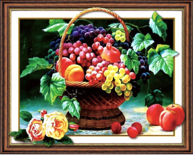 

50*40см 5D Корзинка с фруктами, алмазная живопись. полная выкладка