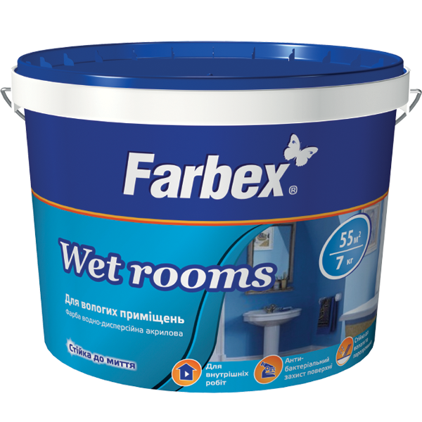 

Краска для влажных помещений "Wet Rooms" Farbex 1,4 кг, Белый