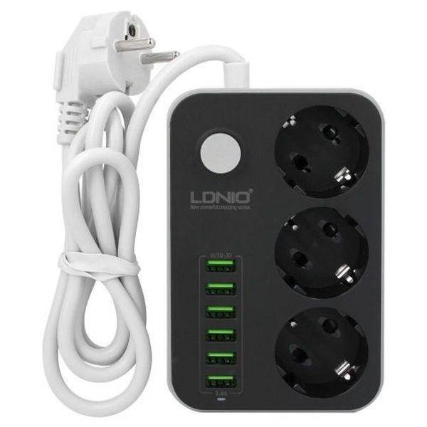 

Сетевой фильтр удлинитель Ldnio SE3631 6USB 3розетки 3.4A 1.6м