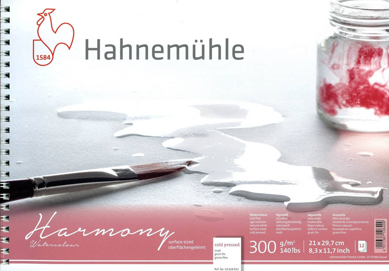 

Альбом для акварели Hahnemuhle Harmony Watercolour 12 листов А4 (300 г/м², среднее зерно,100% целлюлоза), Белый