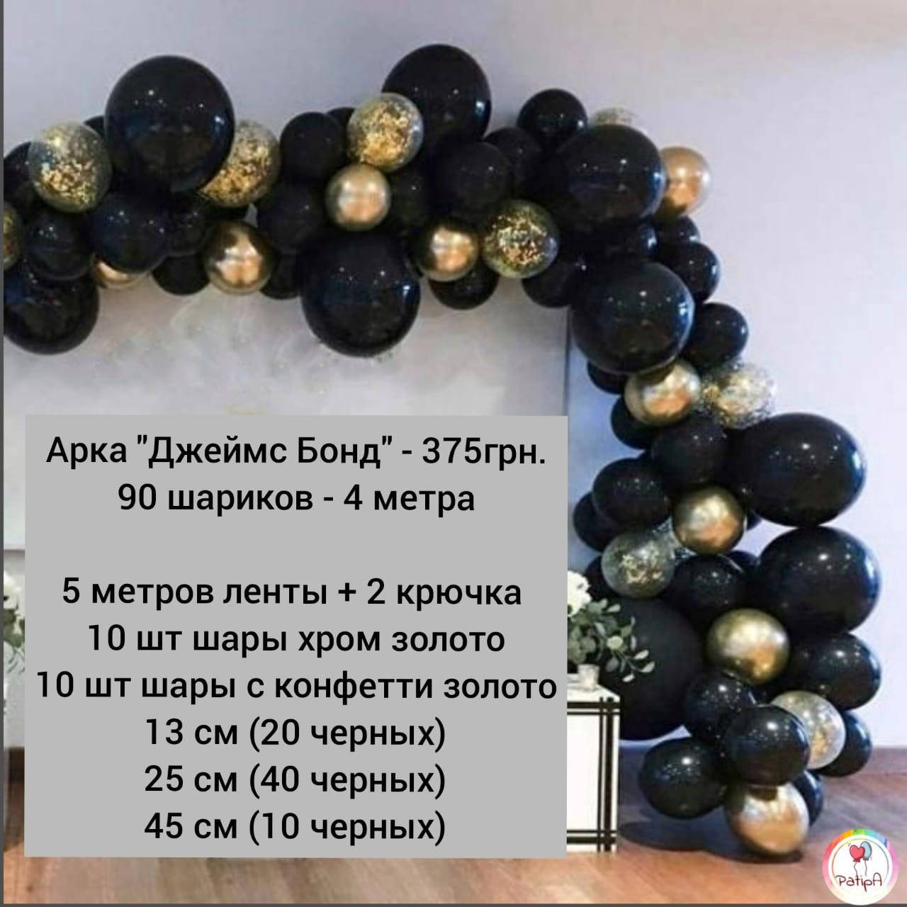 

Арка гирлянда из воздушных шаров ДЖЕЙМС БОНД, Черный