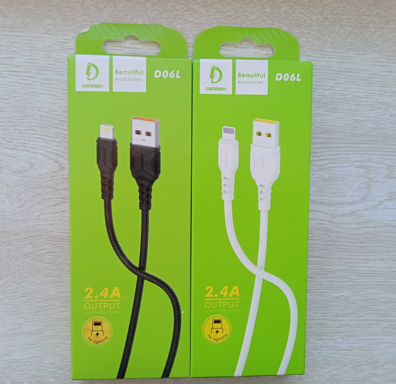 

Зарядний кабель до айфону чорний USB Cable Denmen D06L 2.4A Lightning 1m black, Черный