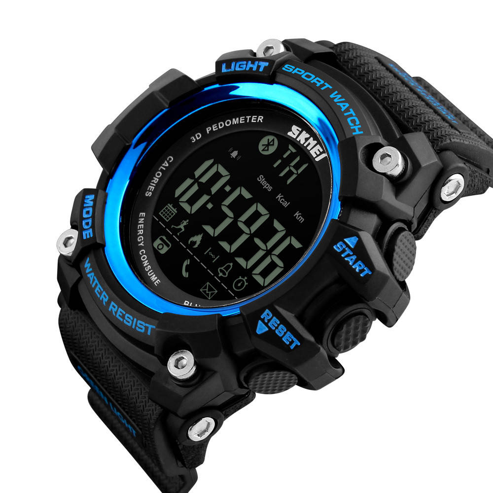 

Спортивные мужские часы с счетчиком калорий Smart Skmei 1227 черные с синим