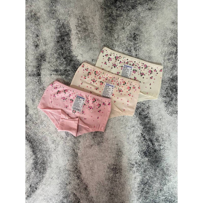 

Трусы шорты комплект 3 шт для девочек Baykar Турция детские трусики шортики для девочки хлопковые Арт 5574, Разные цвета