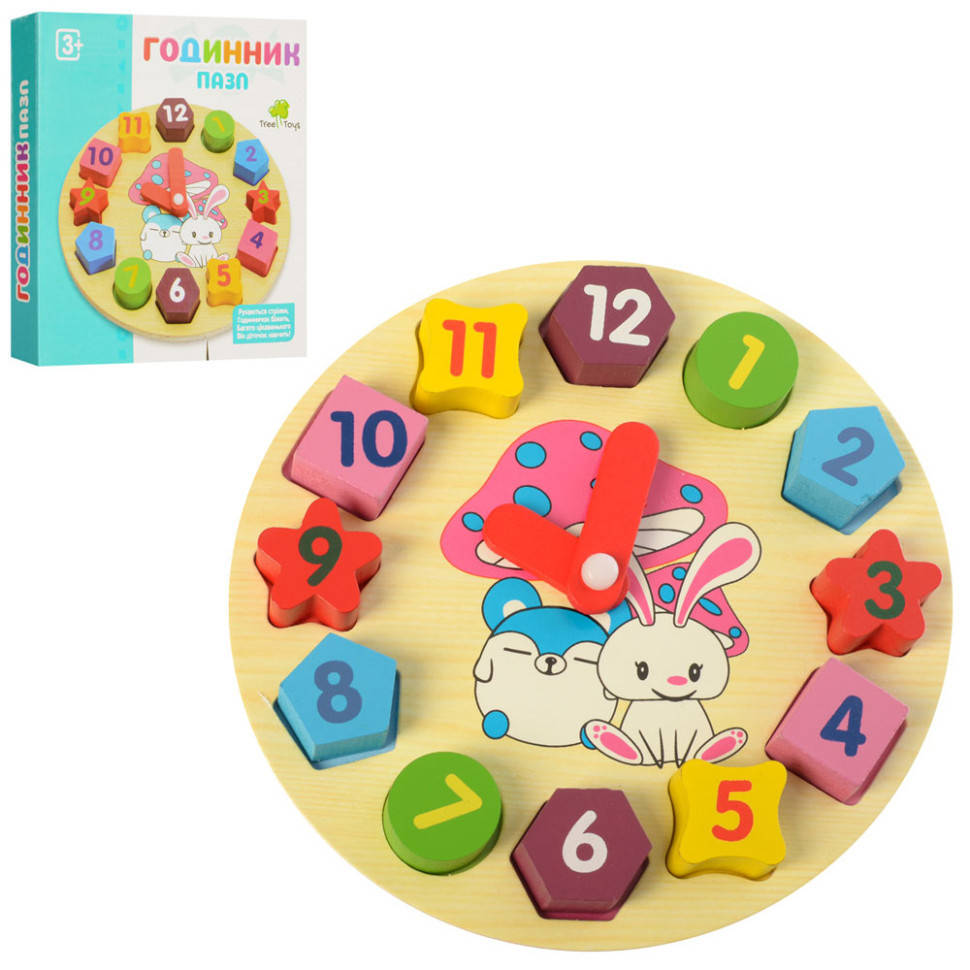 

Деревянная игрушка Часы-сортер TREE TOYS MD 0719