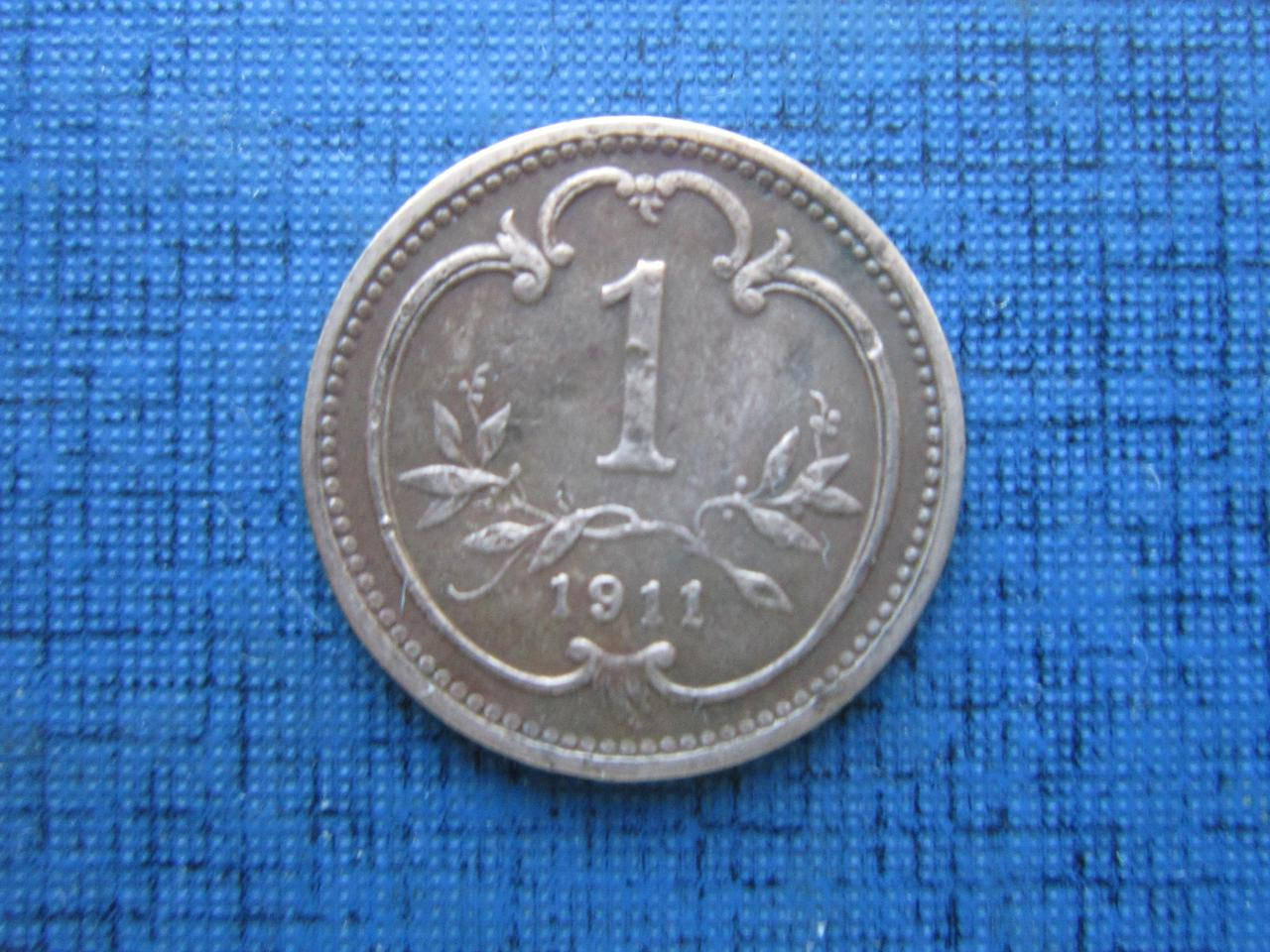 

Монета 1 геллер Австро-Венгрия 1911 1901 1910 1915 четыре даты цена за 1 монету