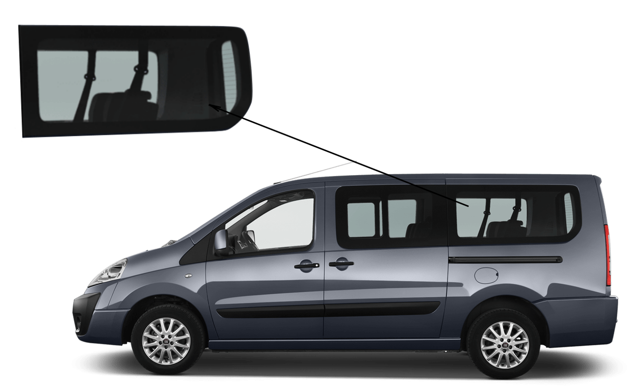 

Боковое стекло длинная база Citroen Jumpy 2007-2016 заднее левое