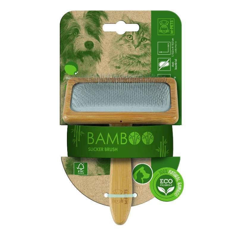 

M-Pets Bamboo Slicker Brush М - Щетка-пуходерка с ручкой из бамбука для собак и котов