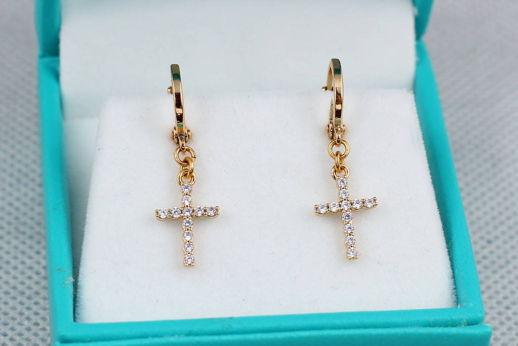 

Серьги подвески Xuping Jewelry крестики 3 см золотистые