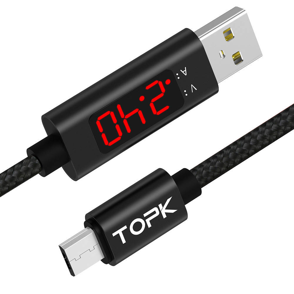 

Амперметр + Вольтметр. Зарядный кабель Topk AC27 с разъемом MicroUsb. Черный