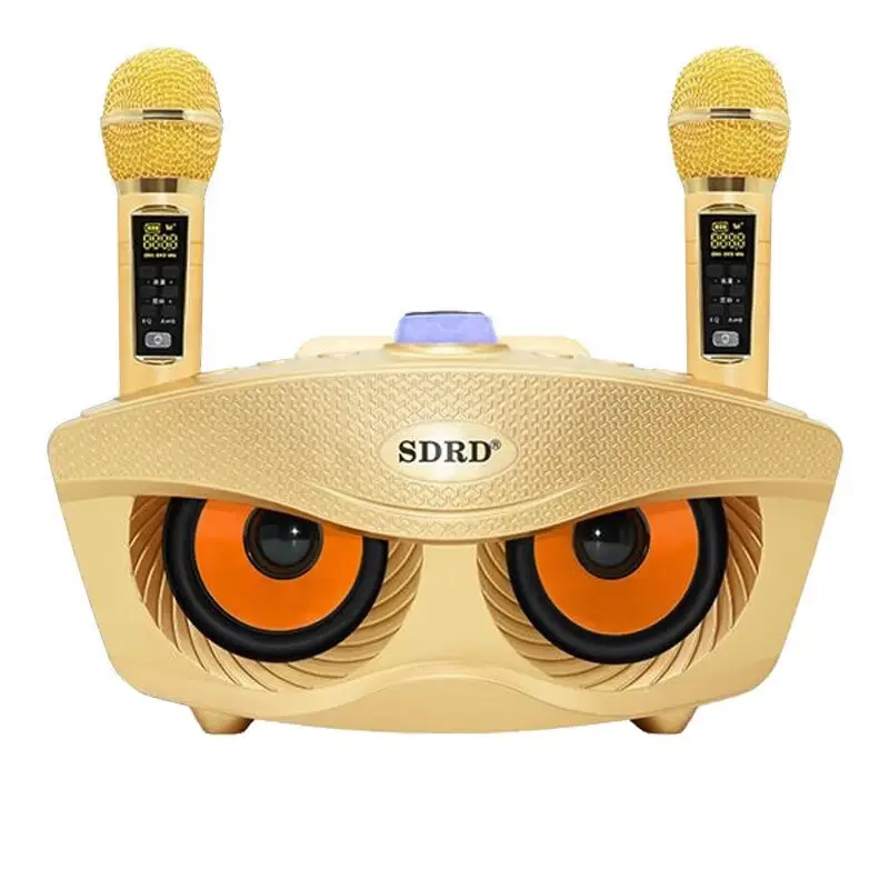 

Караоке система SDRD 306Plus на два микрофона с колонкой для дома - Золото