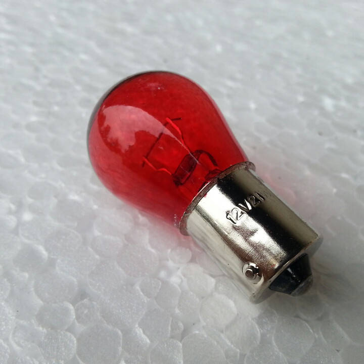 

Автолампа Р21W 12V 21W {BA15s) красная,для задних стопов.