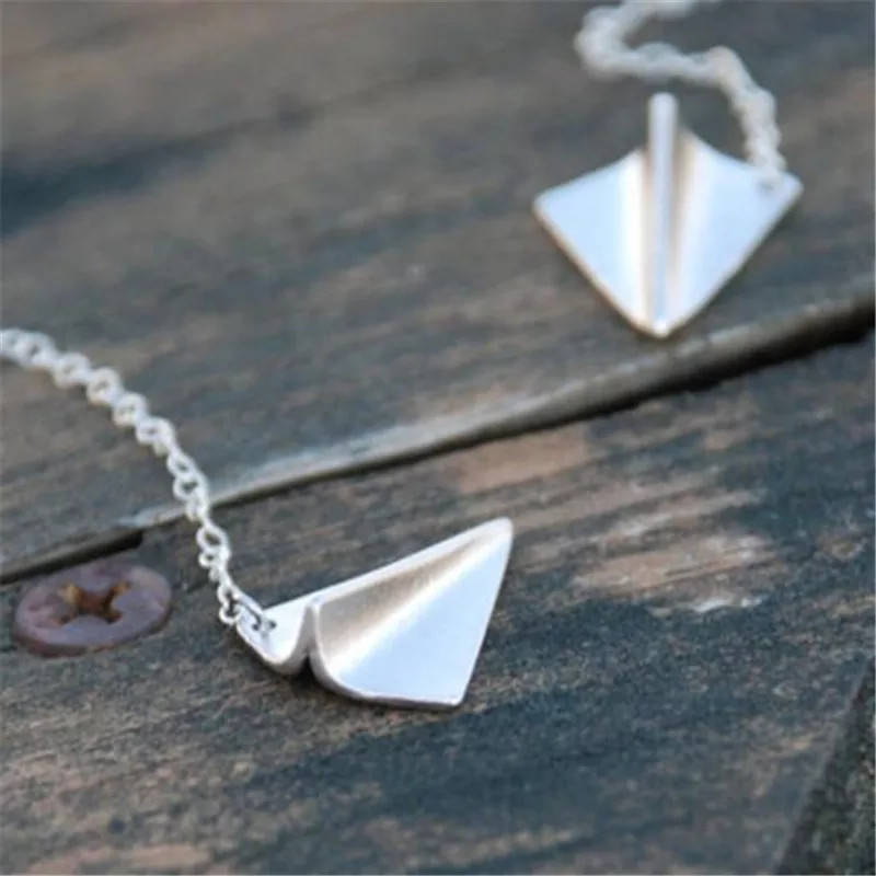 

Кулон Бумажный самолётик самолет оригами серебро