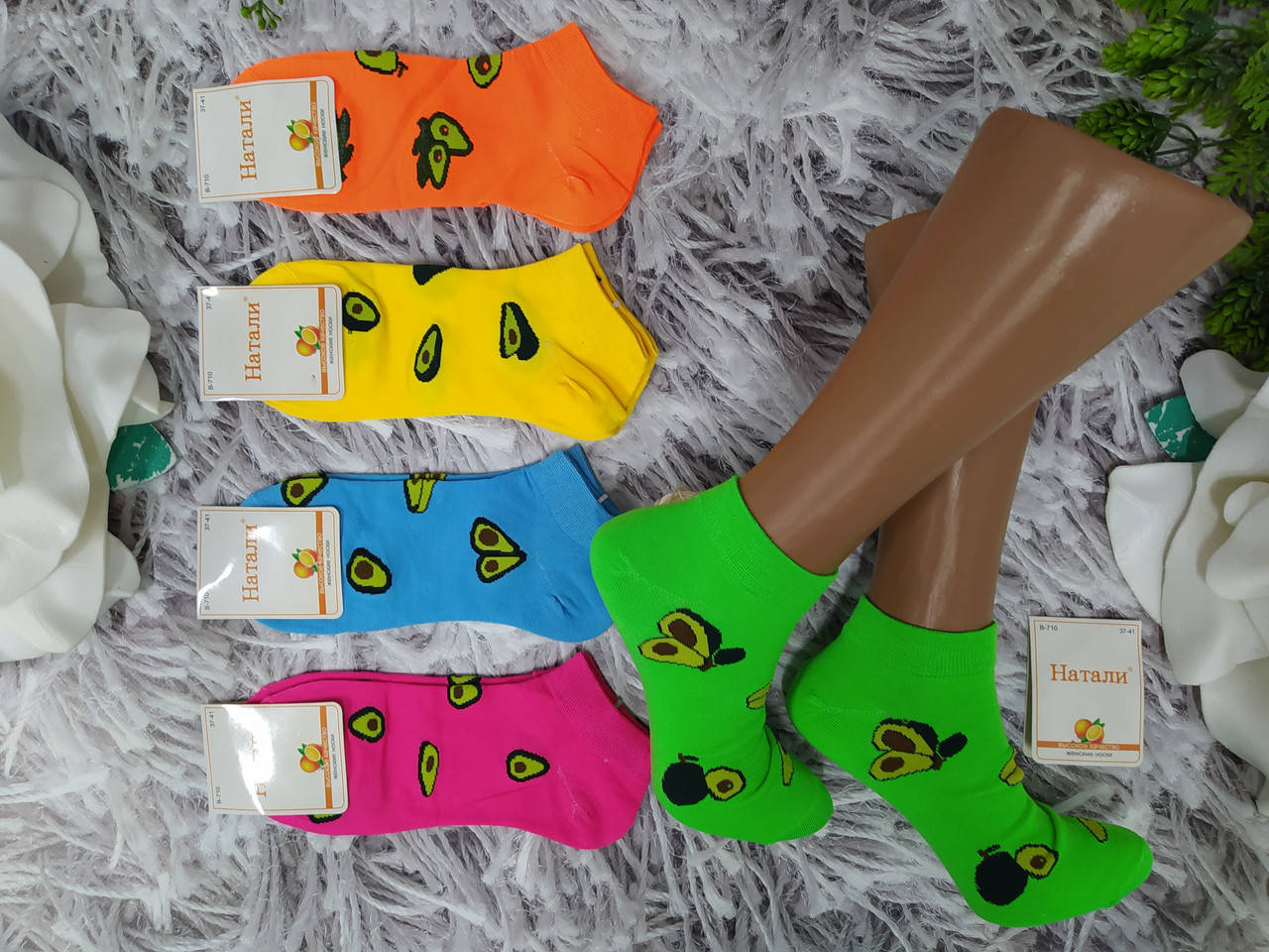 

Носки женские размер 37-41 за 1 пару хлопок короткие стрейч Натали B-710, Разные цвета