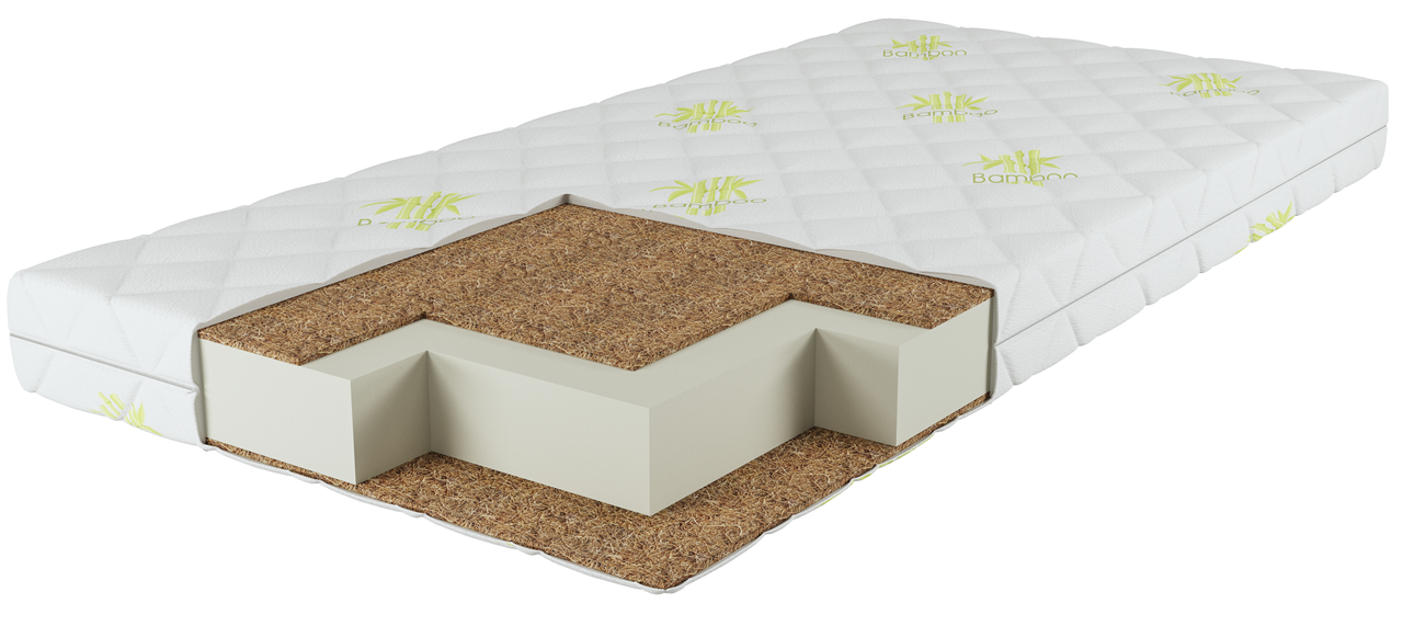 

Матрас детский для кроватки, кокос-поролон-кокос Lux+ Bamboo размером 120х60х10 см