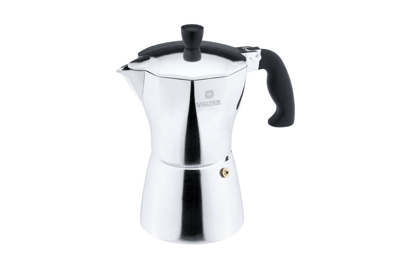 

Кофеварка гейзерная алюминиевая Vinzer (Винзер) Moka Aroma 300 мл на 6 чашек (89389)