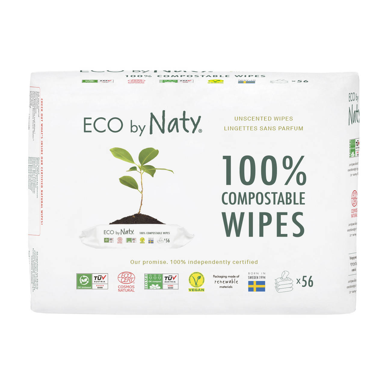 

Органические салфетки Eco by Naty без запаха 168 шт (3 упаковки в 1)