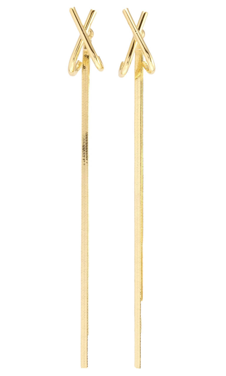 

Серьги Xuping QQMM Позолота 14K игла серебро 925 подвески на гвоздиках "Крестики с подвесками цепочками"