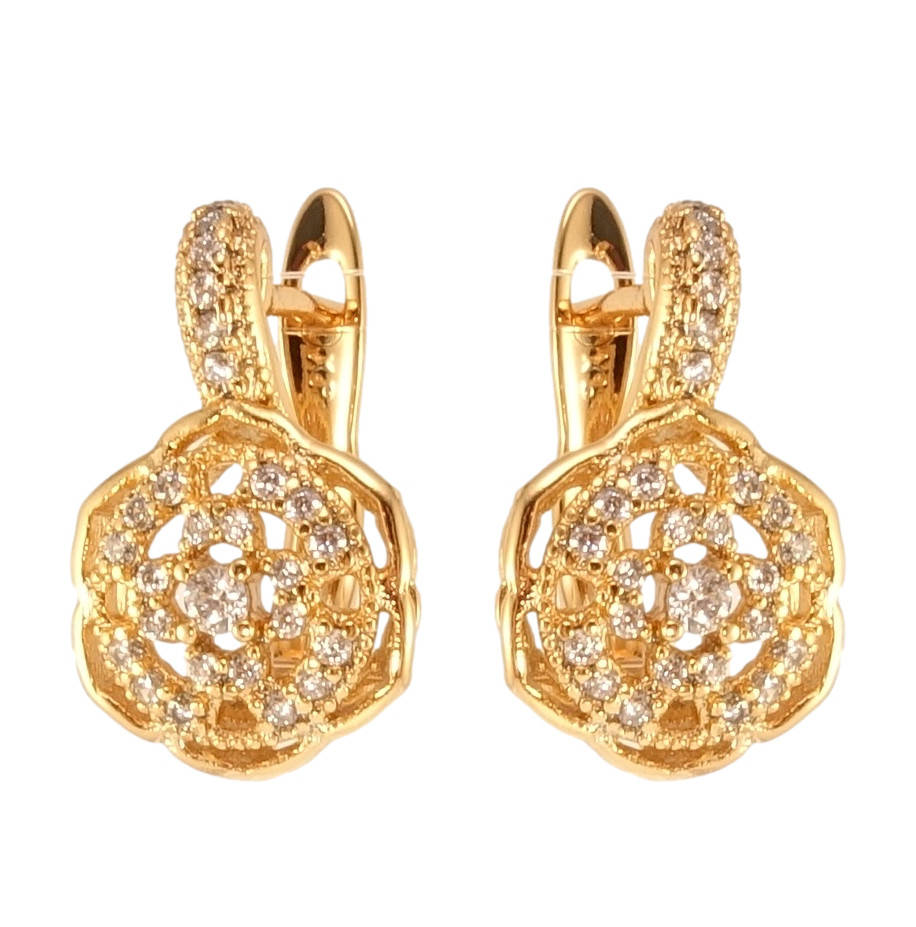 

Серьги Xuping Позолота 18K английский замок "Цветы инкрустация цирконием"