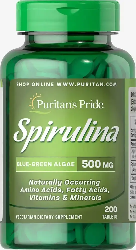 

Спирулина, Spirulina, Puritan's Pride, 500 мг, 200 таблеток