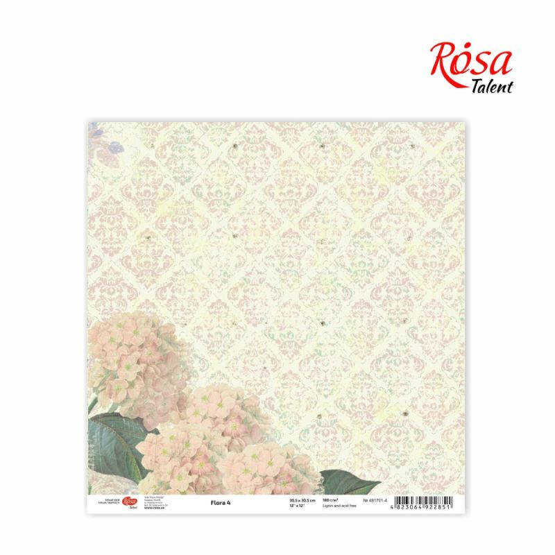 

Бумага для скрапбукинга "Flora" 4, 30,5 * 30,5см, 180г / м2 ТМ ROSA Talent (481701-4)