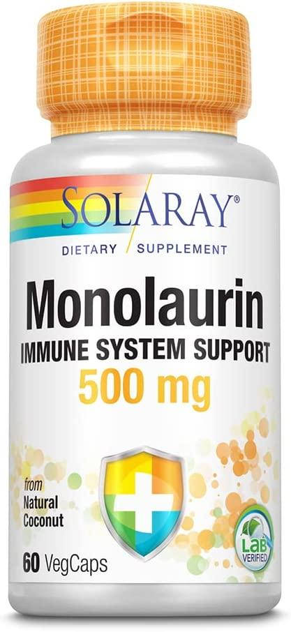 

Монолаурин, Monolaurin, Solaray, 500 мг, 60 вегетарианских капсул