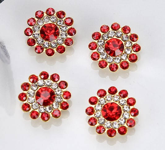 

(10шт) Пришивные стразы в металлической оправе, Ø14мм, Красные стразы, Синий