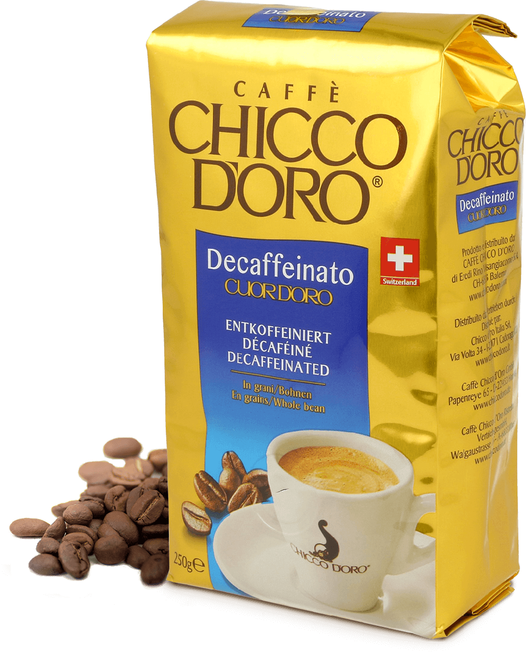

Кофе зерновой Chicco d'oro без кофеина Decaffeinato (100% Арабика) 250г