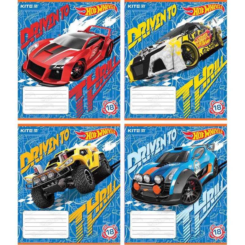 

Тетрадь Hot Wheels, 18 листов, линейка, HW18-237