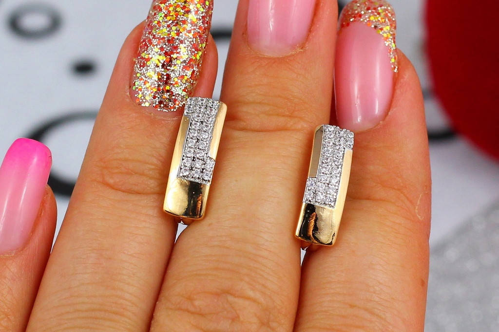 

Серьги Xuping Jewelry с родием прямоугольные буква зет из камешков 1,6 см золотистые