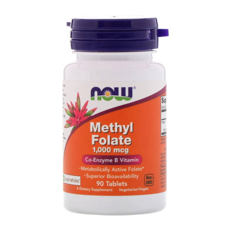 

Метилфолат Methyl Folate, Now Foods, 1000 мкг, 90 таблеток