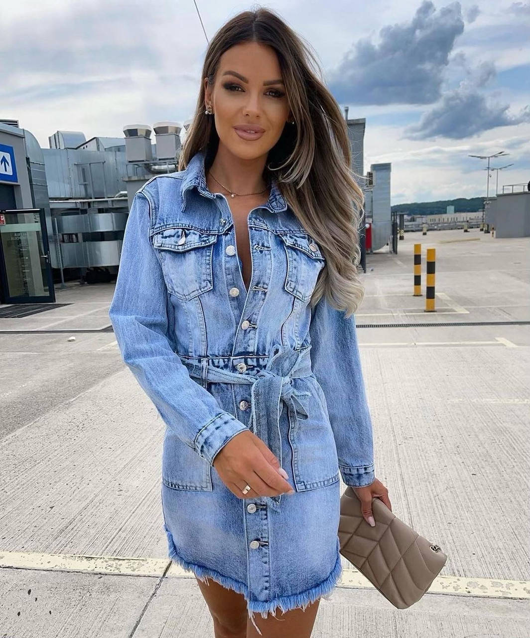 

Платье - рубашка джинсовое Турция люкс синее