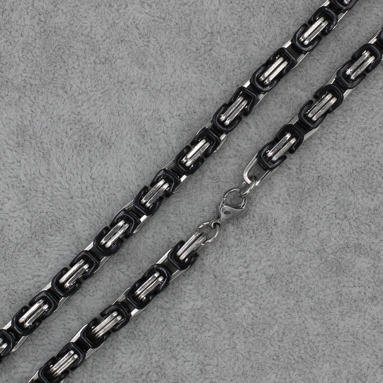 

Цепь мужская Steel Rage от Stainless Steel медицинская сталь длина 55 см ширина 6 мм черные с серебром звенья
