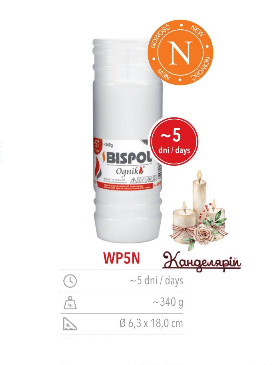 

Свечи запаска парафиновые Bispol WP5N (5 дня) 120 часов, Белый