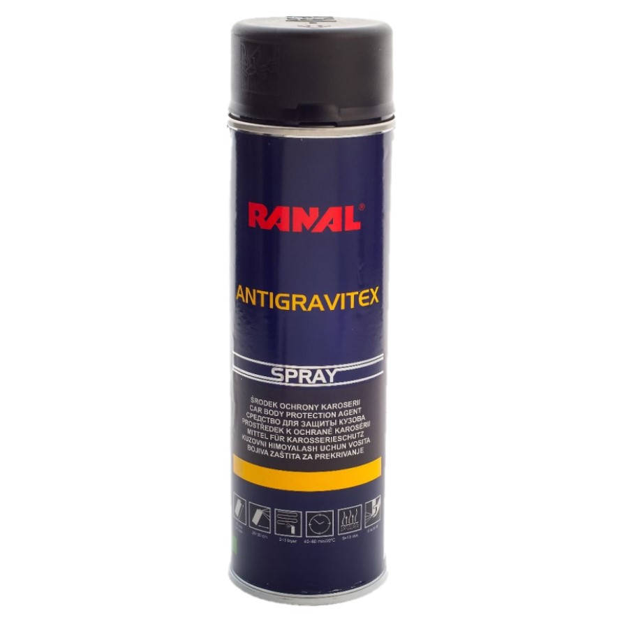 

Антигравийное покрытие в аэрозоле Ranal Antigravitex HS черное 500 мл, Черный