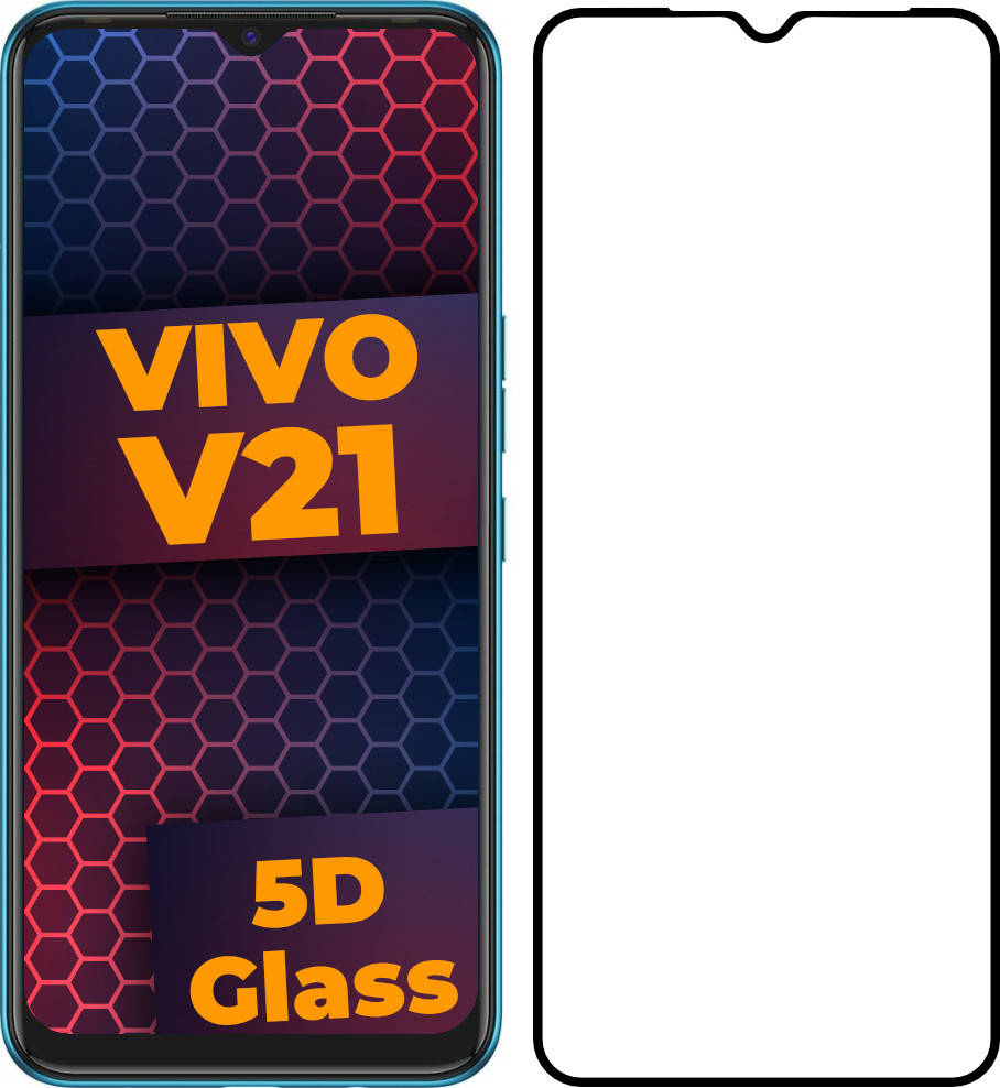 

5D стекло Vivo V21 (Защитное Full Glue) Black (Виво В21), Черный