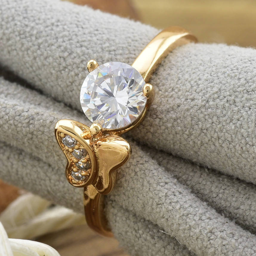 

Кольцо Xuping 14482 ширина 6 мм белые фианиты позолота 18К размер 18